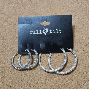Silver rhinestone hoop earrings